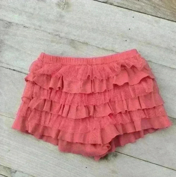 Place Baby Girls Ruffle Tiered Skirt Shorts Salmon Pink Size 18-24 Months - Picture 1 of 4